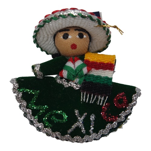 Imán Charrita Verde Con Plateado